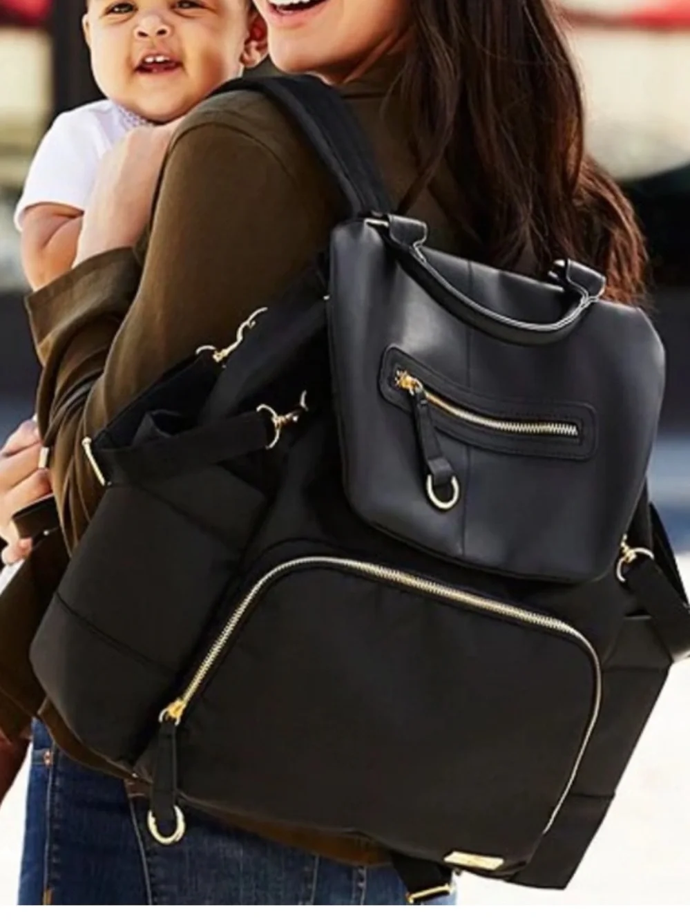 Skip Hop Black and gold Diaper Backpack Tote